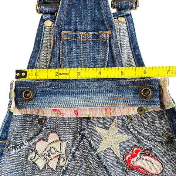 Monkey Daze Denim Overall Dog Dress Rock and Roll Heart Red Size M - Picture 8 of 9